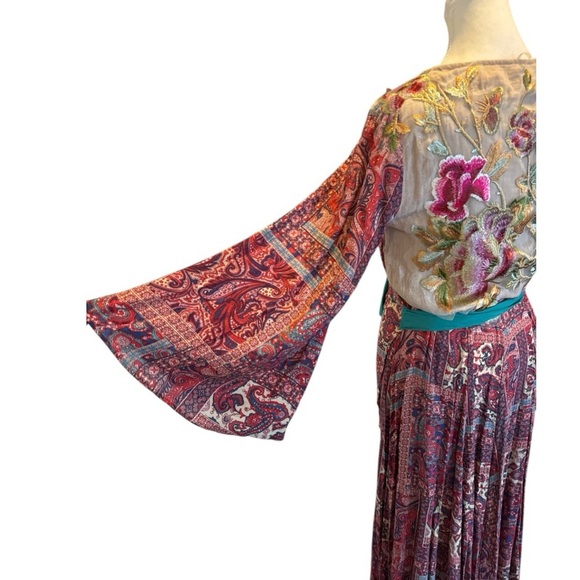 NWT Aratta Silent Journey Magical Creature Dress Sz S Embroidered Linen Coral - Picture 12 of 16